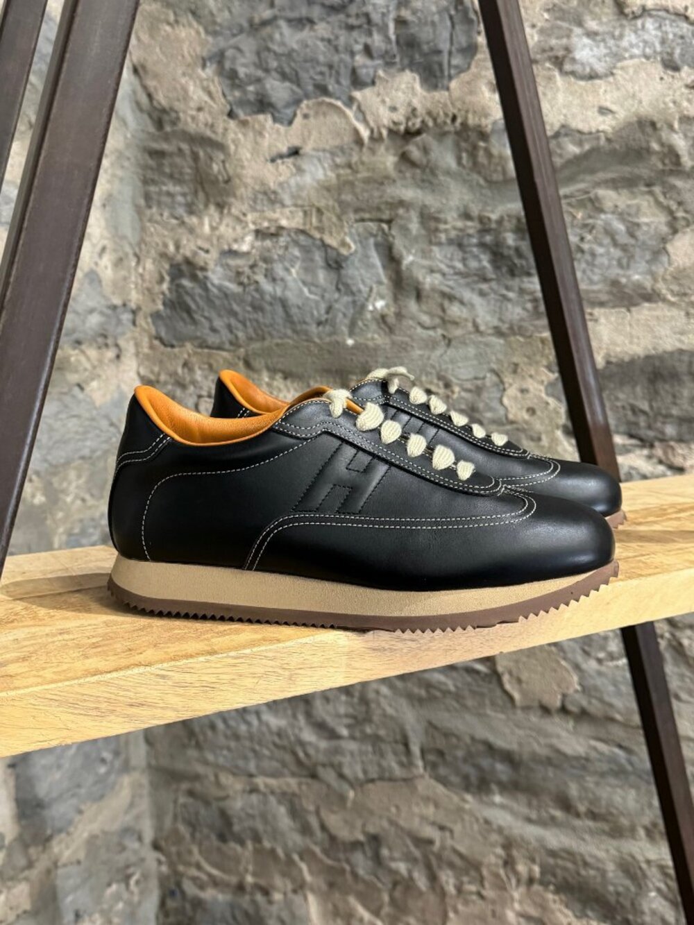 Hermès Black Leather Quick H Platform Sneakers